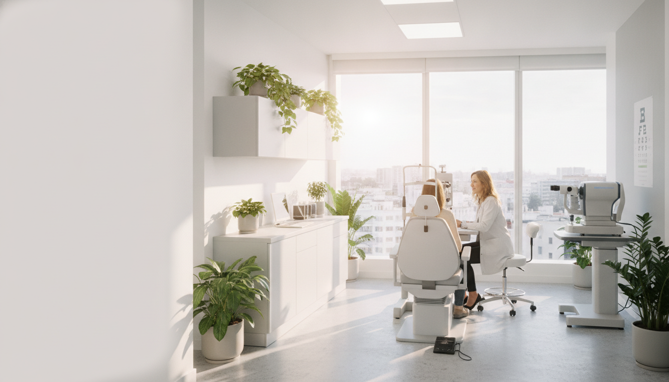 Consulta de oftalmología con equipamiento moderno